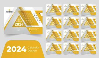 2024 Office Desk Calendar Modern Simple Design Corporate Business Annual Planner Template Set. vector