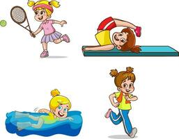 vector illustration of children playing various sports.