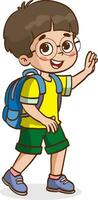 cute little kid show happy and friendly pose expression.happy children student. vector