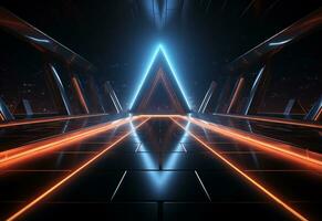 Ai Generative Neon illuminated futuristic backdrop realistic image, ultra hd, high design very detailed photo