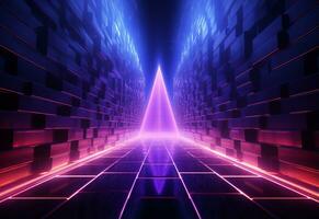 Ai Generative Neon illuminated futuristic backdrop realistic image, ultra hd, high design very detailed photo
