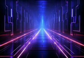 Ai Generative Neon illuminated futuristic backdrop realistic image, ultra hd, high design very detailed photo