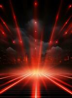 Ai generative Backdrop With Illumination Of Red Spotlights For Flyers realistic image ultra hd high design photo