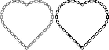 outline silhouette heart chain link frame set vector