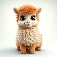 3d cartoon cute alpaca ai photo