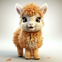 3d cartoon cute alpaca ai photo