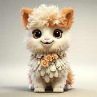 3d cartoon cute alpaca ai photo