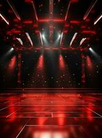 Ai generative Backdrop With Illumination Of Red Spotlights For Flyers realistic image ultra hd high design photo