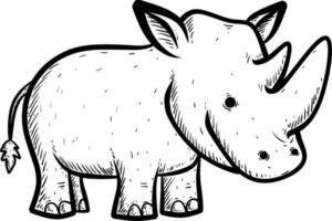 Sketch Cute rhinoceros doodle isolated vector