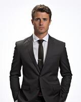 Ai generative Business man in a suit white transparent background photo