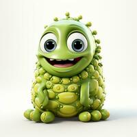 3d cartoon cute green caterpillar ai photo