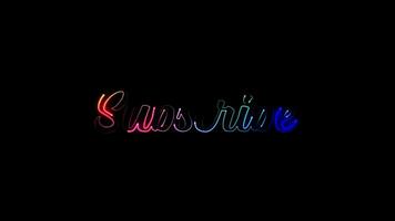 Subscribe glow colorful neon laser text glitch effect video