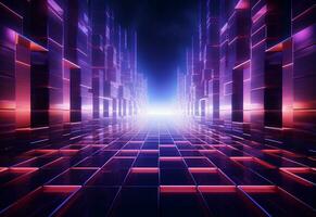 Ai Generative Neon illuminated futuristic backdrop realistic image, ultra hd, high design very detailed photo