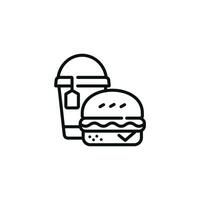 hamburguesa y bebida línea icono. rápido comida línea icono aislado en blanco antecedentes vector