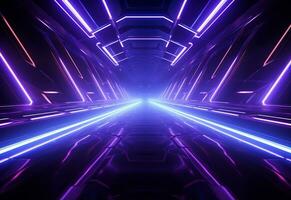 Ai Generative Neon illuminated futuristic backdrop realistic image, ultra hd, high design very detailed photo