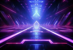 Ai Generative Neon illuminated futuristic backdrop realistic image, ultra hd, high design very detailed photo