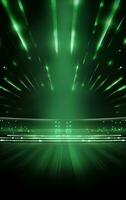 Ai generative Backdrop With Illumination Of green Spotlights For Flyers realistic image, ultra hd, high design very detailed photo