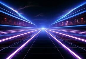 Ai Generative Neon illuminated futuristic backdrop realistic image, ultra hd, high design very detailed photo