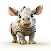 3d dibujos animados linda rinoceronte ai foto