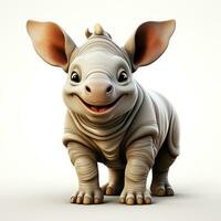 3d cartoon cute rhino ai photo