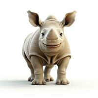 3d dibujos animados linda rinoceronte ai foto