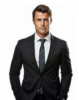 Ai generative Business man in a suit white transparent background photo