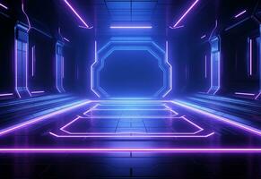 Ai Generative Neon illuminated futuristic backdrop realistic image, ultra hd, high design very detailed photo