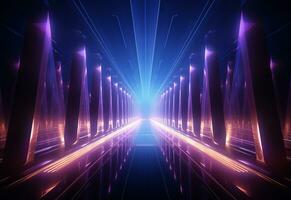 Ai Generative Neon illuminated futuristic backdrop realistic image, ultra hd, high design very detailed photo
