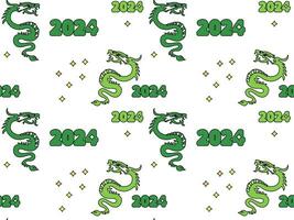 seamless pattern of dragons and numbers 2024, new year, symbol of the year according to the Chinese calendar vector