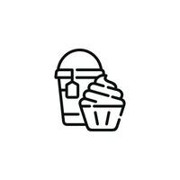 Cupcake and drink line icon. Fast food line icon isolated on white background vector