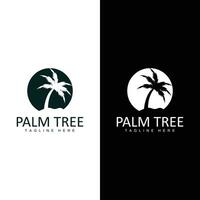 Coco árbol logo, palma árbol puesta de sol playa vector, elegante minimalista sencillo diseño, símbolo modelo icono vector