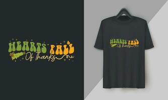 Hearts fall of thanks - Fall Thanksgiving Day Special T-shirt Design vector. Festival, Holidays, orange, Turkey, Fall vector