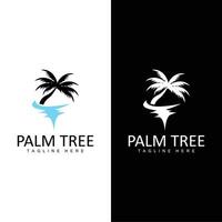 Coco árbol logo, palma árbol puesta de sol playa vector, elegante minimalista sencillo diseño, símbolo modelo icono vector