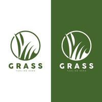 Green Grass Logo Design, Farm Landscape Illustration, Nature Design vector