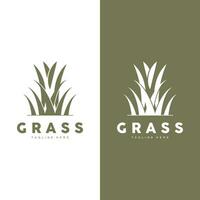 Green Grass Logo Design, Farm Landscape Illustration, Nature Design vector