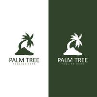Coconut Tree Logo, Palm Tree Sunset Beach Vector, Elegant Minimalist Simple Design, Symbol Template Icon vector