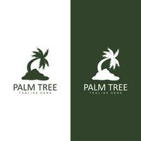 Coco árbol logo, palma árbol puesta de sol playa vector, elegante minimalista sencillo diseño, símbolo modelo icono vector