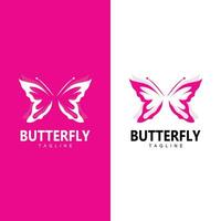 Butterfly Logo, Animal Design With Beautiful Wing Symbol Template vector