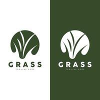 Green Grass Logo Design, Farm Landscape Illustration, Nature Design vector