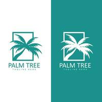 Coco árbol logo, palma árbol puesta de sol playa vector, elegante minimalista sencillo diseño, símbolo modelo icono vector