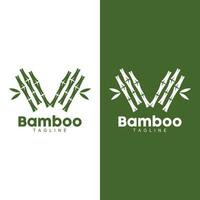 Tropical Bamboo Forest Logo, Tree Trunk and Leaf Design, Vector Illustration Symbol