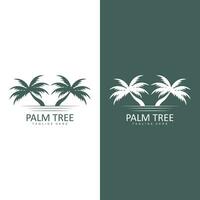 Coco árbol logo, palma árbol puesta de sol playa vector, elegante minimalista sencillo diseño, símbolo modelo icono vector