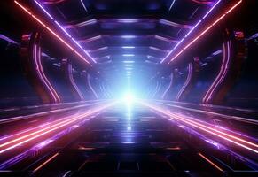 Ai Generative Neon illuminated futuristic backdrop realistic image, ultra hd, high design very detailed photo