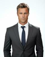 Ai generative Business man in a suit white transparent background photo