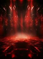 Ai generative Backdrop With Illumination Of Red Spotlights For Flyers realistic image ultra hd high design photo