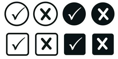 Checkmark cross icon Checkmark icon set. Checkmark right symbol tick sign. Vector illustration for ui, infographic, website, app, web use