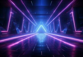 Ai Generative Neon illuminated futuristic backdrop realistic image, ultra hd, high design very detailed photo