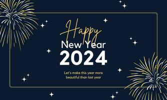 happy new year 2024 cover with modern geometric abstract background in retro style. happy new year greeting card banner design. vector