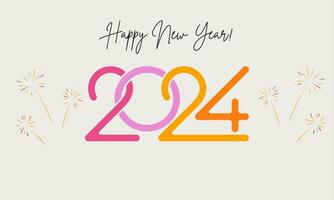 happy new year 2024 cover with modern geometric abstract background in retro style. happy new year greeting card banner design. vector