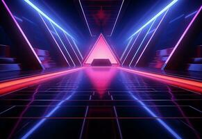 Ai Generative Neon illuminated futuristic backdrop realistic image, ultra hd, high design very detailed photo